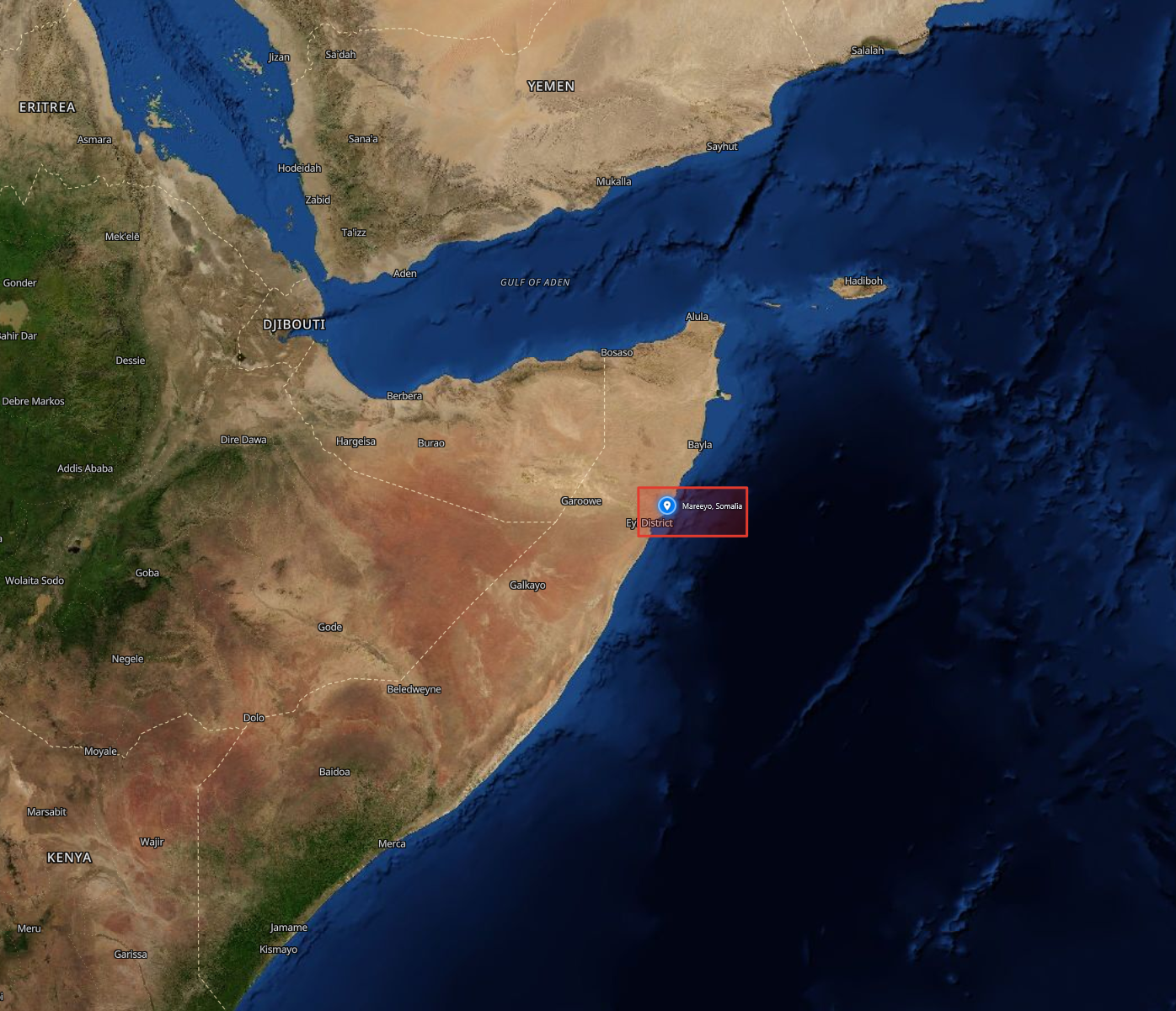 Cargo Vessel Boarded and Controlled 4 NM South of Mareeyo, Somalia