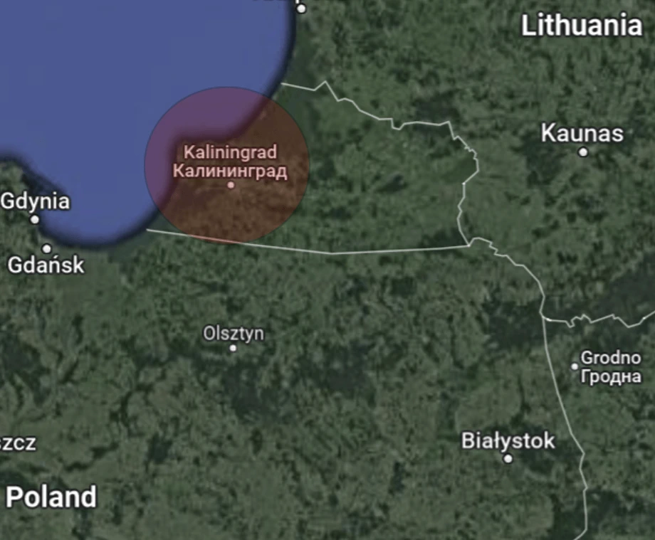 Map of Lithuania and Kaliningrad enclave