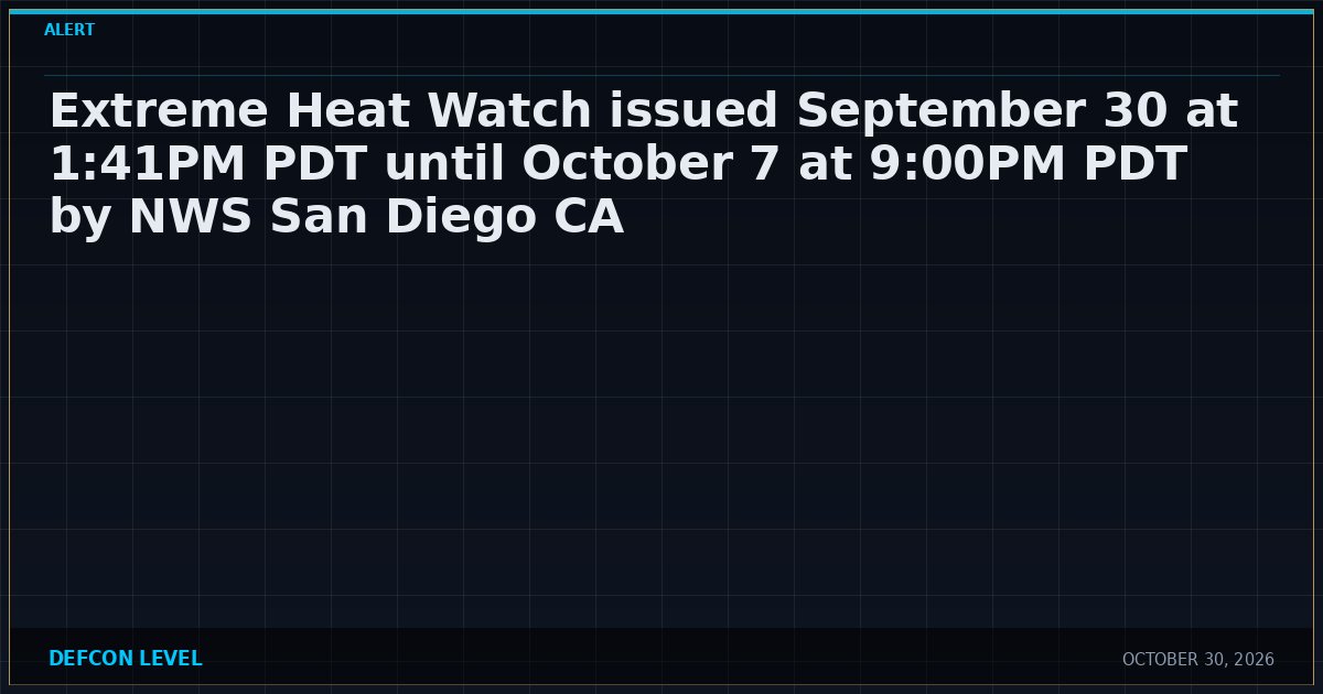 Radius Monitoring System Extreme Heat Watch issued September 30 at 1:41PM PDT until October 7 at ...