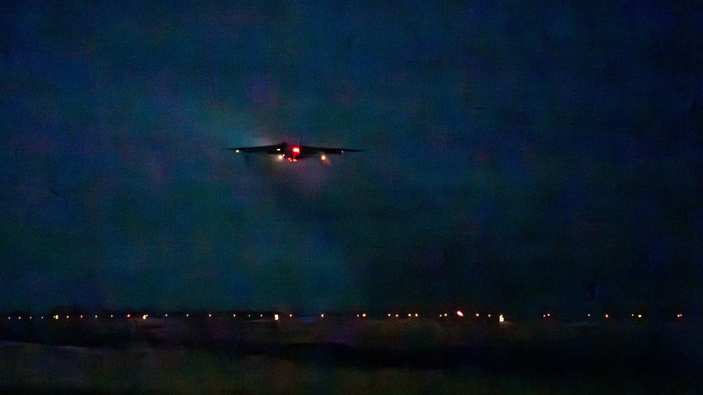 B-52H Stratofortress bomber taxiing for takeoff in support of Operation Epic Fury