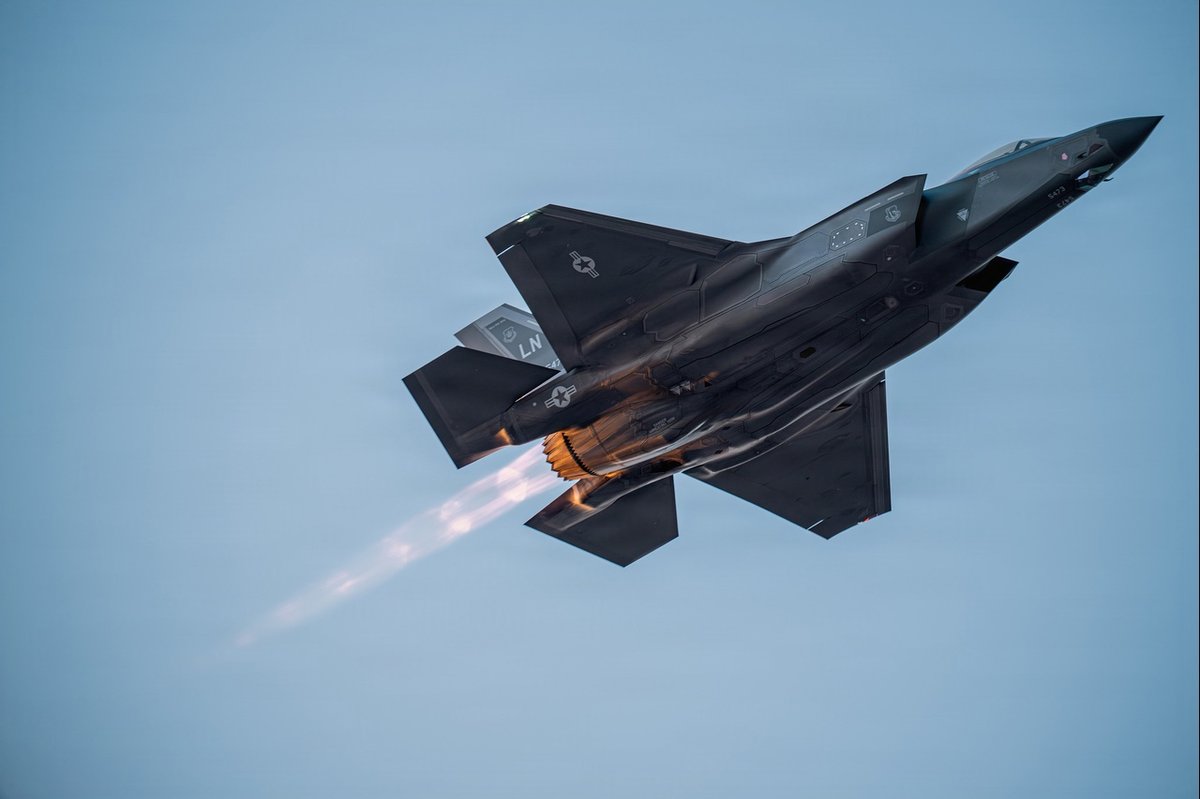 A U.S. Air Force F-35A Lightning II assigned to the 388th Fighter Wing during a combat sortie over the Middle East.