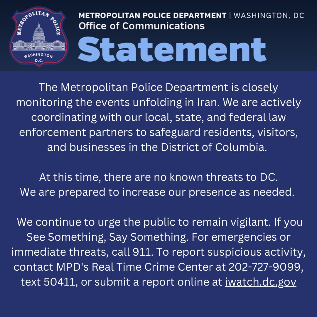 Statement From D.C. Metropolitan Police Department